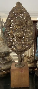 Antique Italian Floral Hammered Bronze Wall Sconce Converted into Electric Lamp - Picture 1 of 24