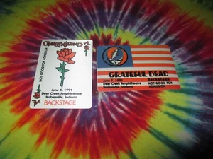 GRATEFUL DEAD BACKSTAGE PASS DEER CREEK ROSE SYF FLAG INDIANA JUNE 6/6+7/91-1991 - Picture 1 of 2