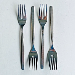 Oneida Melissa Cutlery Fish Forks x 4 Vintage 6⅞" Flatware Retro - Picture 1 of 7