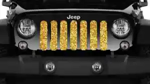Gold Fleck Grille Insert Dirty Acres Radiator Protectant Mesh For Jeep JK - Picture 1 of 3