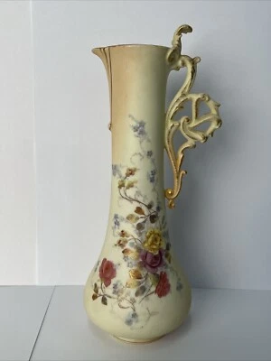 Antique RW Rudolstadt Hand Painted Art Nouveau Porcelain Vase Pitcher Tall 10” - Image 1 of 4