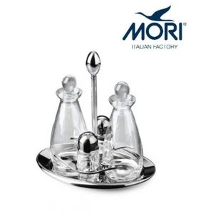 MENAGE SET CONDIMENTO OLIO ACETO SALE E PEPE MOD.BOMBE' IN ACCIAIO INOX MORINOX - Foto 1 di 1