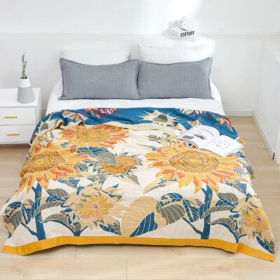 Sofa Blanket Car Or Travel Blanket Breathable Pure Cotton Gauze Quilt Flat Sheet - Image 1 of 4