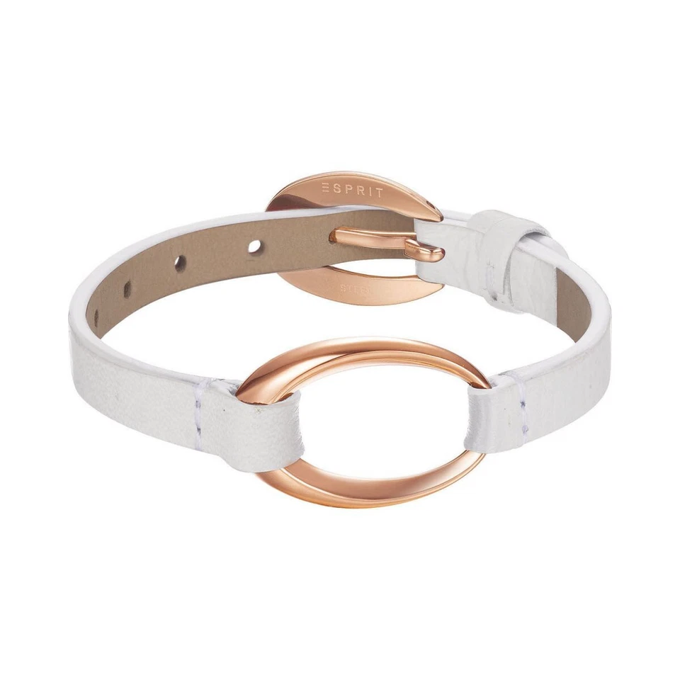 Esprit Damen Armband Leder Edelstahl Rosé Ovality white ESBR11423K200 - Bild 1 von 1