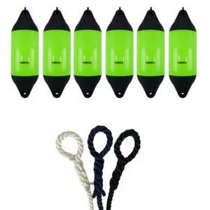 6 x HURRICANE Vortex Bootsfender: Flo Green PM04 - FREE SPLICED END 10MM ROPE - Bild 1 von 2