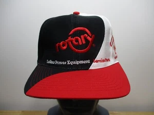 Vintage Rotary Equipment 90s Black Red ColorBlock NOS Cap Snapback Hat - Picture 1 of 7