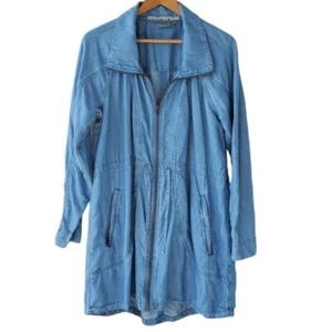Athleta Switchback Chambray Lightweight Full Zip Waist Drawstring Jacket - Picture 1 of 7