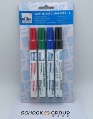 4 teiliges Whiteboard Marker Stifte Set für Magnettafel Glas Flipchart - NEU OVP
