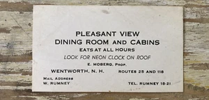 Antique ephemera paper business card Pleasant View Dining Room & Cabins 1920's - Picture 1 of 2