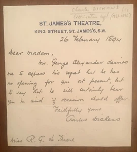 Lettera autografa di Charles Dickens Jr. - Picture 1 of 1