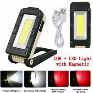 Super Bright USB Rechargeable COB LED Work Light Flashlight Folding Torch Lamp - Picture 1 of 8