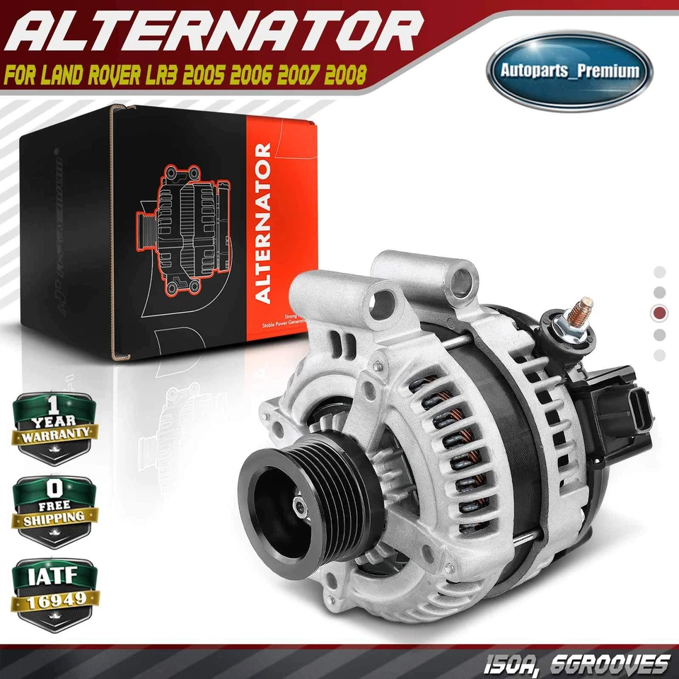 Alternador para Land Rover LR3 2005 2006 2007 2008 V6 4.0L 12V 150A CW 6 ranhuras - Imagem 1 de 4