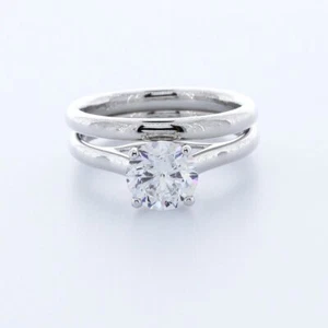 2.08CT LAB DIAMOND F/SI2 ROUND CUT 14K WHITE GOLD CLASSIC SOLITAIRE BRIDAL SET - Picture 1 of 7