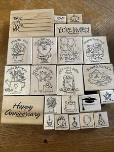 22 Stampin Up Greeting Card Stamps Including Nice& Easy Notes And Dot Invitation - Picture 1 of 24