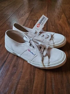 Superga Italian Shoes Women's Size 7 Grey Seashell Canvas - Picture 1 of 8