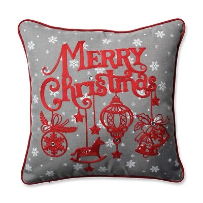 Almohada Ornamental Navidad 16.5" Gris-Rojo Foto 1 de 4