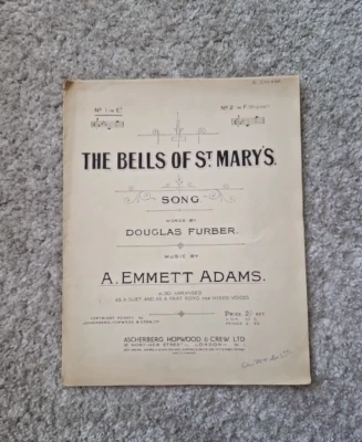The Bells of st Mary’s - Vantique sheet music by Furber and Adams - Image 1 of 4