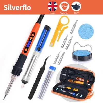 SILVERFLO 100W Digital Electric Heat Soldering Iron Kit Soldering Gun LCD Tempe Adjustable