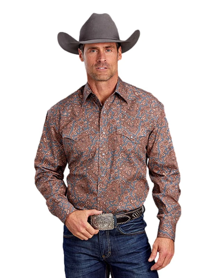 Stetson Western Shirt Mens Paisley L/S Brown 11-001-0425-0729 BR - Image 1 of 1