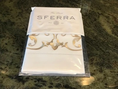 Travesseiro padrão Sferra GRIANTE algodão percal 3503 (BRANCO/AVEIA) NOVO NA CAIXA - Imagem 1 de 4