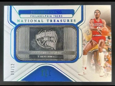 Barra de prata 2024-25 National Treasures Julius Erving #14 Hall Of Fame /12 - Imagem 1 de 2