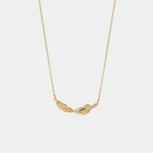 Horizontal Feather Pendant Layering Necklace in 925 Sterling Silver - Picture 1 of 6