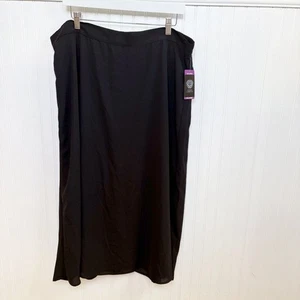 Vince Camuto Solid Rich Black Pull On Midi Rock Damen Übergröße XXL NEU - Bild 1 von 7