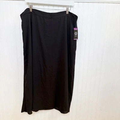 Saia Midi Vince Camuto Preta Rica Sólida Feminina Plus Size XXL NOVA - Imagem 1 de 4