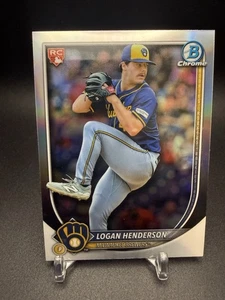 2025 Bowman Chrome Logan Henderson Red Rookie Redepmtion #92 Milwaukee Brewers - Bild 1 von 2