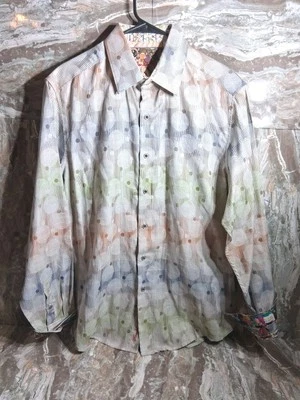 Robert Graham Circle Geometric Shirt Flip Cuff Long Sleeve Mens Large  - Image 1 of 4