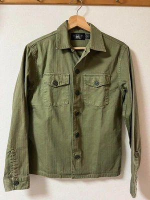 RRL RALPH LAUREN MILITARY JACKET MEN OLIVE GREEN MATERIAL COTTON SIZE XS USED - Image 1 of 4