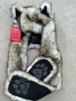 New With Tags! SPIRIT HOODS Grey Wolf Faux Fur HAT - Image 1 of 4