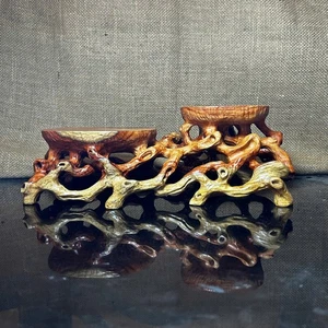 Wooden Display Stand made of Padauk, handmade sculpture, core wood, size 11.5" - Picture 1 of 12