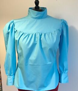 Handmade Victorian style Women blouse shirt long sleeve, yoke, sizes 4-30
