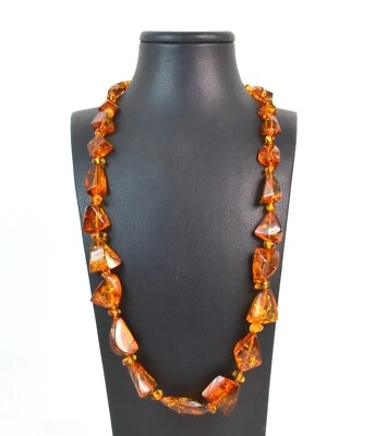 Collana Lunga a scalare in Ambra Baltica con chiusura in Argento 925.MadeinItaly - Immagine 1 di 3