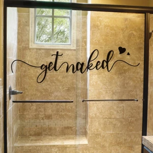 Get Naked Bathroom Decals,Funny Wall Sticker Decor,Letter Print Minimalism Wall - Picture 1 of 12
