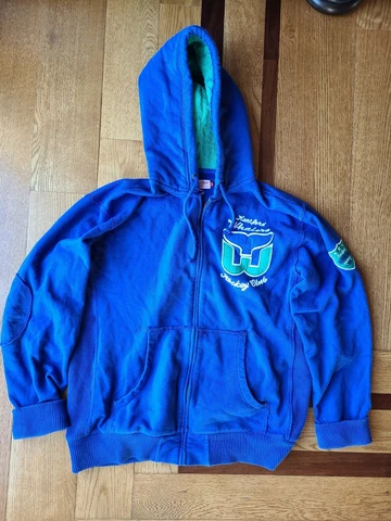 Mitchell & Ness HARTFORD WHALERS NHL Throwbacks Hoodie Sweatshirt Zip Up Size XL Cover