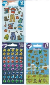 Lot 4 planches stickers 14 cm x 7,5 cm autocollants pailletés dont 2 étoiles - Imagen 1 de 1