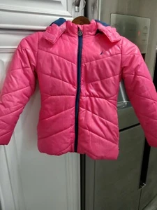 Nautica Barbie Pink Full Zip Lined Puffer Coat Detachable Hood Girl’s LG 6 - Picture 1 of 10