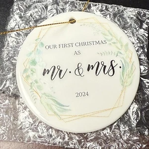 Our First Christmas As Mr. & Mrs. 2024 Xmas Ornament Wedding Marriage - Picture 1 of 2