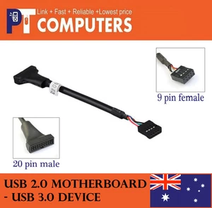 USB 3.0 20-Pin Male Header to USB 2.0 9-pin female Adapter for motherboard - Picture 1 of 4