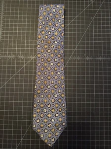 Vintage Cintas Necktie, Blue & Gold Floral Pattern - Picture 1 of 7