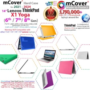 NEW mCover® Hard Case for 14" Lenovo ThinkPad X1 Yoga 6th 7th 8th Gen Laptop - Picture 1 of 15