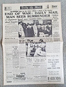 Daily Mail Montag, 3. September 1945 Zweiter Weltkrieg Ende des Krieges P717 - Bild 1 von 4