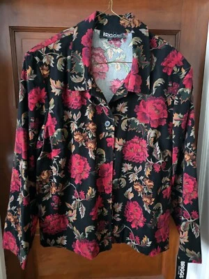Chaqueta Top Camisa Briggs NY Talla Grande 1X Floral Royalcore Cottagecore  Foto 1 de 3