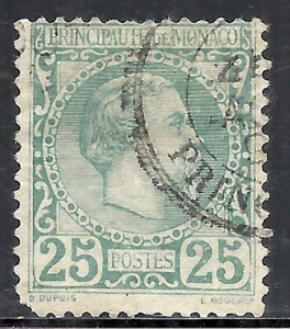 MONACO SCOTT 6 USED FINE - 1885 25c GREEN  PRINCE CHARLES III ISSUE   CAT $75 - Picture 1 of 2