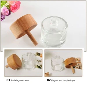 Aromatherapy Bottle Reed Diffuser Vase Essential Oil Solid Wood Empty Jars Glass - Picture 1 of 10