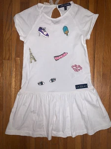 Lili Gaufrette girls size 6 White Shirt dress drop waist i502 - Picture 1 of 13