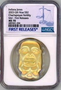 2023 Indiana Jones The Raiders Of The Lost Ark Golden Idol 1oz Silver Coin 70 FR - Picture 1 of 5
