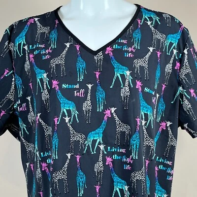Nurse Scrub Unisex 2XL Giraffes Hospital Medical - Image 1 of 3